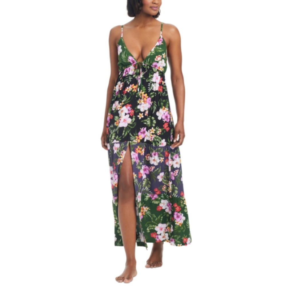 NWT Bar Iii Women's Floral-Print Tiered Cover-up Dress,Multi